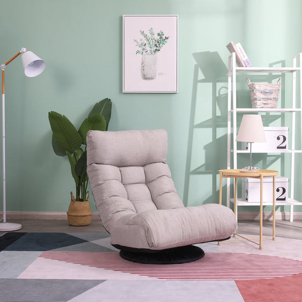 English Elm Single multifunctional reclining floor chair — Japanese tatami-style adjustable sofa for reading, gaming, napping, space-saving foldable comfort W24417916