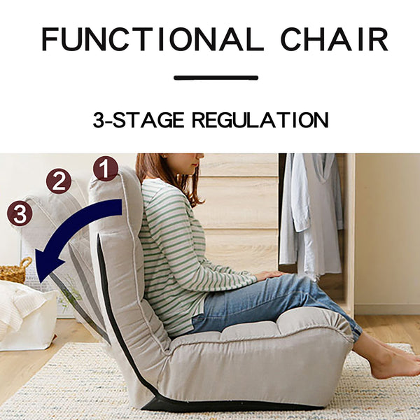 English Elm Lazy Adjustable Floor Gaming Sofa Chair with Armrests, Thick Padded Foldable Recliner for Reading Relaxation W244S00002