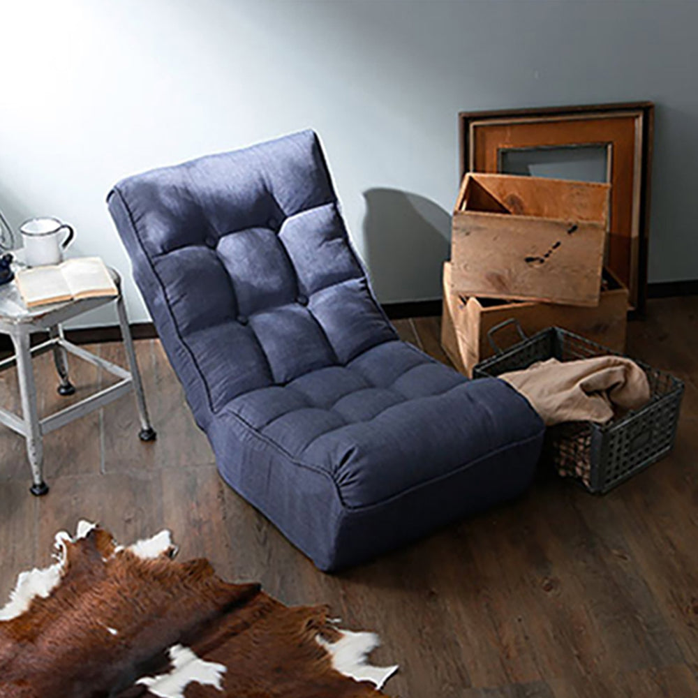 English Elm Single Japanese floor recliner chair - adjustable 3-angle folding tatami sofa for reading, gaming, lounging W24417794