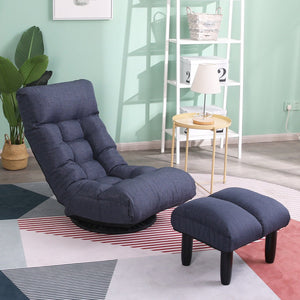 English Elm floor folding reclining chair for living room tatami dormitory—adjustable 3-position comfy space-saving sofa W24417915