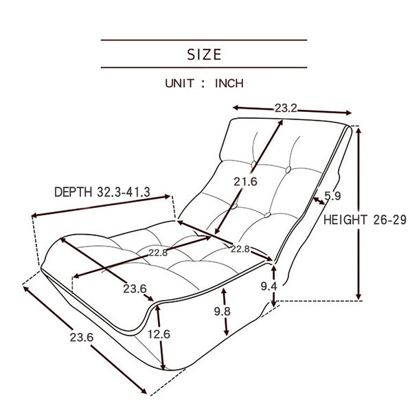 English Elm Lazy Adjustable Floor Gaming Sofa Chair with Armrests, Thick Padded Foldable Recliner for Reading Relaxation W244S00002