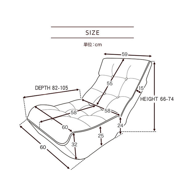 English Elm Single multifunctional folding floor chair – adjustable 3-angle reclining tatami sofa for living room comfort and space-saving convenience W24417861
