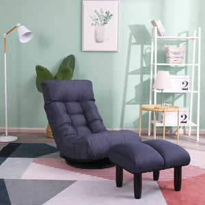 English Elm floor folding reclining chair for living room tatami dormitory—adjustable 3-position comfy space-saving sofa W24417915