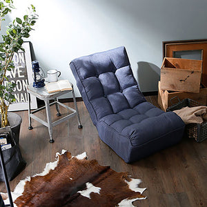 English Elm Single Japanese floor recliner chair - adjustable 3-angle folding tatami sofa for reading, gaming, lounging W24417794