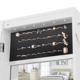 Hearth and Haven 3.9" Standing Jewelry Storage Cabinet with Mirror and LED Lights, White W40718044
