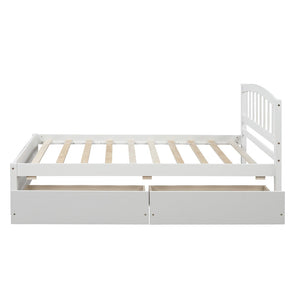 English Elm Twin Walnut Platform Bed Pine Frame Curved Headboard with Under Drawer Storage WF194279AAK