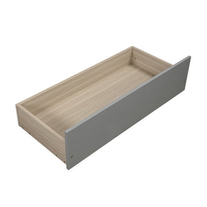 English Elm Twin Walnut Platform Bed Pine Frame Curved Headboard with Under Drawer Storage WF194279AAE