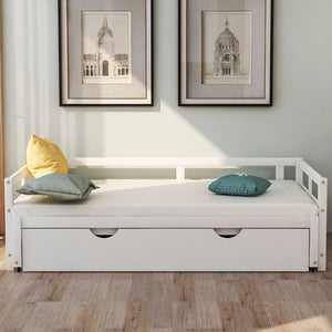 English Elm Extending Twin Daybed with Pull Out Trundle Solid Pine Wood Frame Guest Room N708P336535K