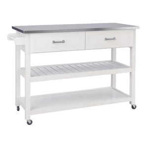 Hearth and Haven Kitchen Cart with 2 Drawers and 2 Open Shelves, White W28218593