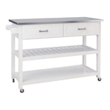 Kitchen Cart with 2 Drawers and 2 Open Shelves, White