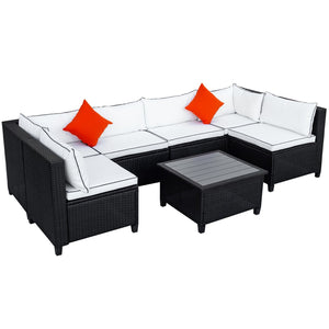 English Elm U-style Wicker Patio Sectional with Plush Cushions for Modern Outdoor Gatherings WY000111AAA