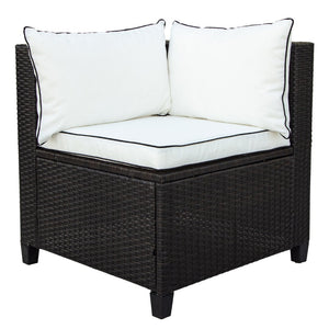 English Elm U-style Wicker Patio Sectional with Plush Cushions for Modern Outdoor Gatherings WY000111AAA