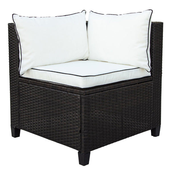 English Elm U-style Wicker Patio Sectional with Plush Cushions for Modern Outdoor Gatherings WY000111AAA