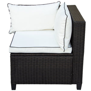 English Elm U-style Wicker Patio Sectional with Plush Cushions for Modern Outdoor Gatherings WY000111AAA