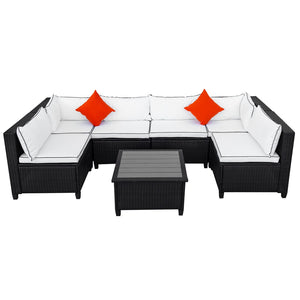 English Elm U-style Wicker Patio Sectional with Plush Cushions for Modern Outdoor Gatherings WY000111AAA