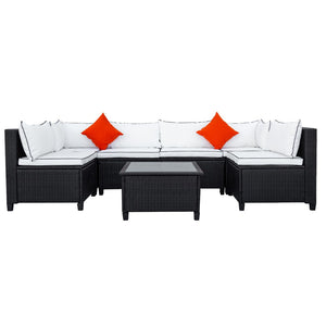English Elm U-style Wicker Patio Sectional with Plush Cushions for Modern Outdoor Gatherings WY000111AAA