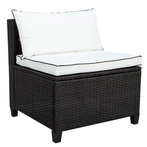 English Elm U-style Wicker Patio Sectional with Plush Cushions for Modern Outdoor Gatherings WY000111AAA