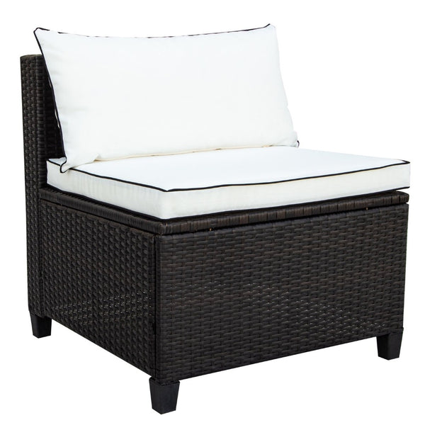 English Elm U-style Wicker Patio Sectional with Plush Cushions for Modern Outdoor Gatherings WY000111AAA
