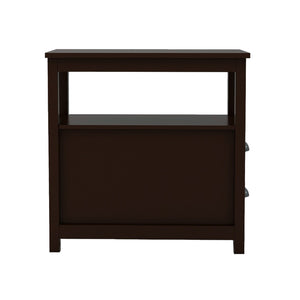 English Elm End Table Nightstand with Two Drawers Open Shelf Uv Lacquered Brown Bedroom Storage W28206526