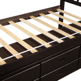 English Elm Orisfur. Twin Size Platform Storage Bed Solid Wood Bed With 6 Drawers