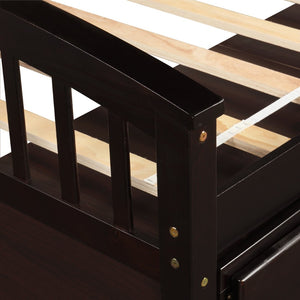 English Elm Orisfur. Twin Pine Platform Bed with Six Storage Drawers Espresso Finish Solid Frame SG000115DAA