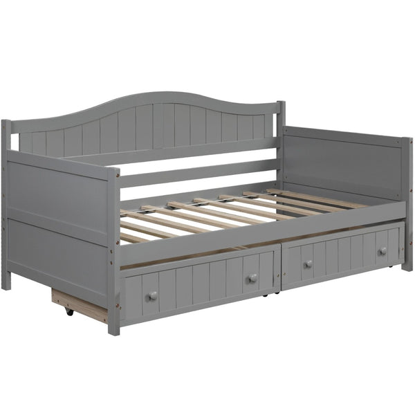 English Elm Twin Wooden Daybed with Storage Drawers Cottage Arched Frame for Guest Rooms WF192860AAE