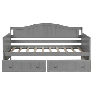English Elm Twin Wooden Daybed with Storage Drawers Cottage Arched Frame for Guest Rooms WF192860AAE