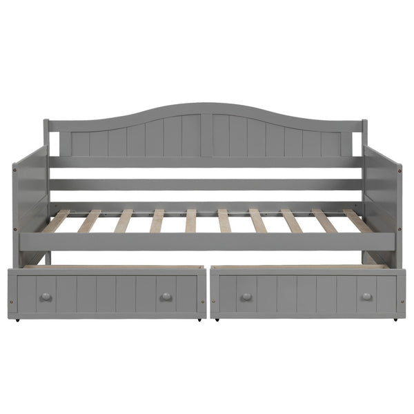 English Elm Twin Wooden Daybed with Storage Drawers Cottage Arched Frame for Guest Rooms WF192860AAE