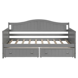English Elm Twin Wooden Daybed with Storage Drawers Cottage Arched Frame for Guest Rooms WF192860AAE