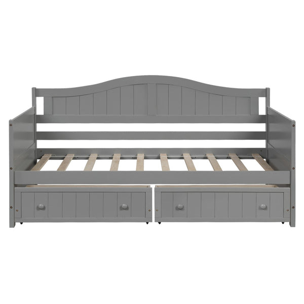 English Elm Twin Wooden Daybed with Storage Drawers Cottage Arched Frame for Guest Rooms WF192860AAE