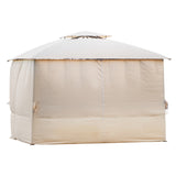Hearth and Haven Outdoor BBQ Gazebo Tent Double Tiered with UV Protection, Beige