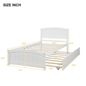 English Elm Twin Platform Bed with Roll-out Trundle Espresso Wood Frame for Kids or Guests WF194304AAK