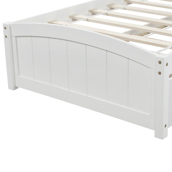 English Elm Twin Storage Platform Bed with Two Under Drawers Pine Slats No Box Spring Needed White WF194280AAK