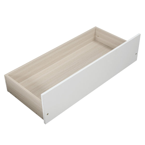 English Elm Twin Storage Platform Bed with Two Under Drawers Pine Slats No Box Spring Needed White WF194280AAK