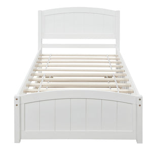 English Elm Twin Platform Bed with Roll-out Trundle Espresso Wood Frame for Kids or Guests WF194304AAK