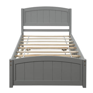 English Elm Twin Platform Bed with Roll-out Trundle Espresso Wood Frame for Kids or Guests WF194304AAE