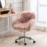 Hearth and Haven Beacon Faux Fur Fluffy Vanity Chair with Adjustable Seat Height, Pink W21222750