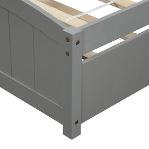English Elm Twin Platform Bed with Roll-out Trundle Espresso Wood Frame for Kids or Guests WF194304AAE