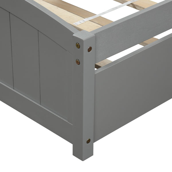 English Elm Twin Platform Bed with Roll-out Trundle Espresso Wood Frame for Kids or Guests WF194304AAE