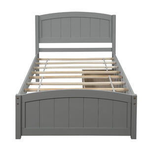 English Elm Twin Storage Platform Bed with Two Under Drawers Pine Slats No Box Spring Needed Gray WF194280AAE