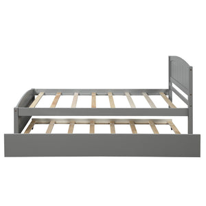 English Elm Twin Platform Bed with Roll-out Trundle Espresso Wood Frame for Kids or Guests WF194304AAE