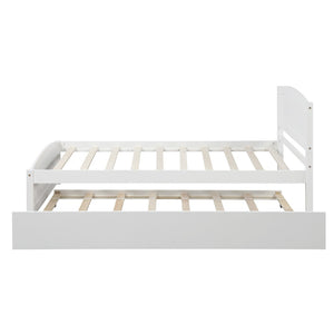 English Elm Twin Platform Bed with Roll-out Trundle Espresso Wood Frame for Kids or Guests WF194304AAK