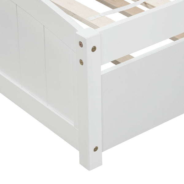 English Elm Twin Platform Bed with Roll-out Trundle Espresso Wood Frame for Kids or Guests WF194304AAK