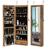 Vestige Jewelry Storage Mirror Cabinet, Wall or Door Mountable, Brown