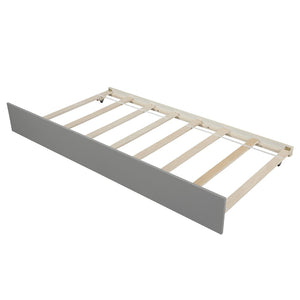 English Elm Twin Platform Bed with Roll-out Trundle Solid Pine Slat Frame for Small Bedrooms WF195106AAE