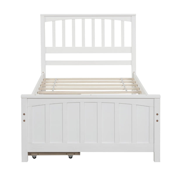 English Elm Twin Storage Platform Bed with Two Drawers Solid Pine Frame for Kids Rooms WF195105AAK