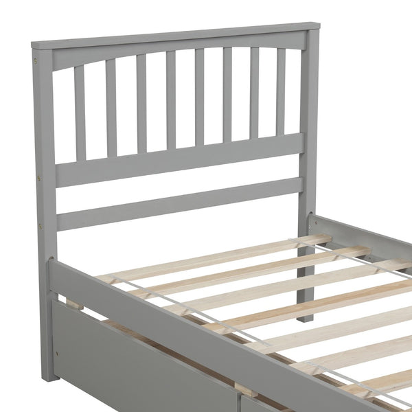 English Elm Twin Storage Platform Bed with Two Drawers Solid Pine Frame for Kids Rooms WF195105AAE