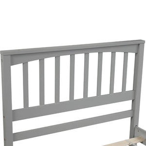 English Elm Wood Twin Platform Bed Pinewood Frame Headboard Footboard Slat Support Farmhouse Style Gray WF195377AAE