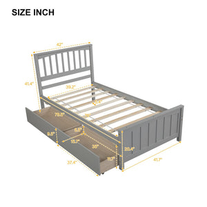 English Elm Twin Storage Platform Bed with Two Drawers Solid Pine Frame for Kids Rooms WF195105AAE