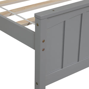 English Elm Wood Twin Platform Bed Pinewood Frame Headboard Footboard Slat Support Farmhouse Style Gray WF195377AAE
